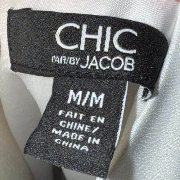 Chic by Jacob Blouse blue and white top shirt Women's Size M - Picture 3 of 5